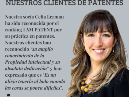 Celia Lerman es reconocida por el ranking I AM PATENT por su práctica en patentes