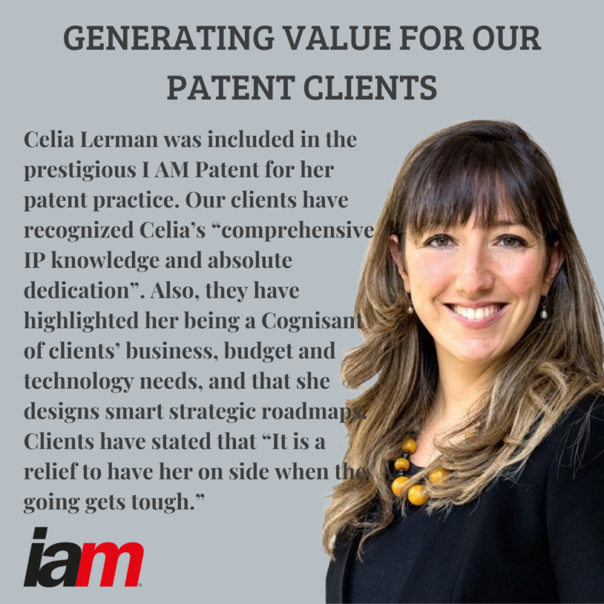 Celia Lerman was included in the prestigious I AM Patent for her patent practice